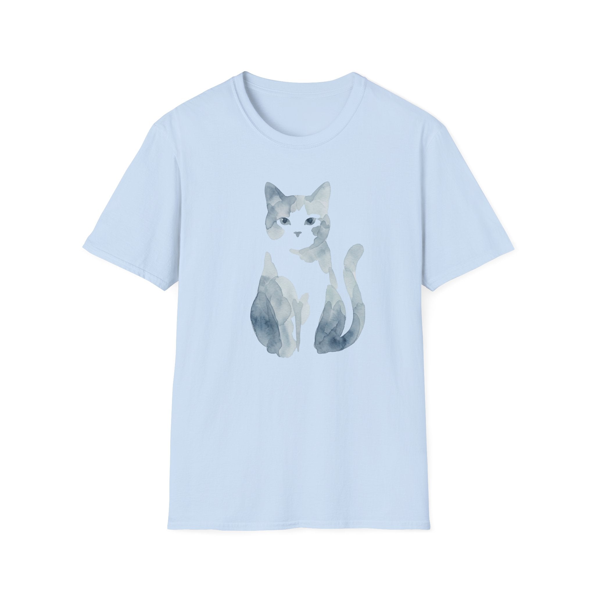 Watercolor Shadow Cat with Icy Eyes T-Shirt