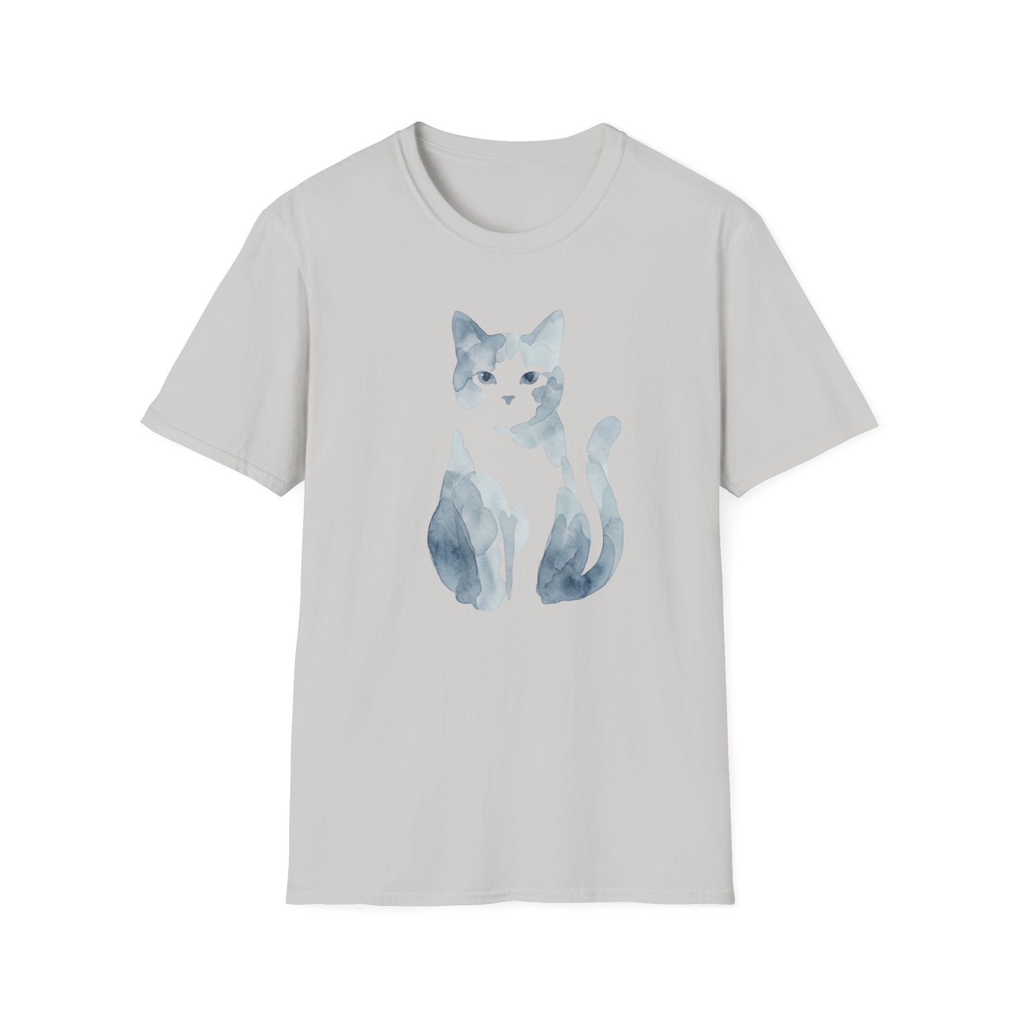 Watercolor Shadow Cat with Icy Eyes T-Shirt