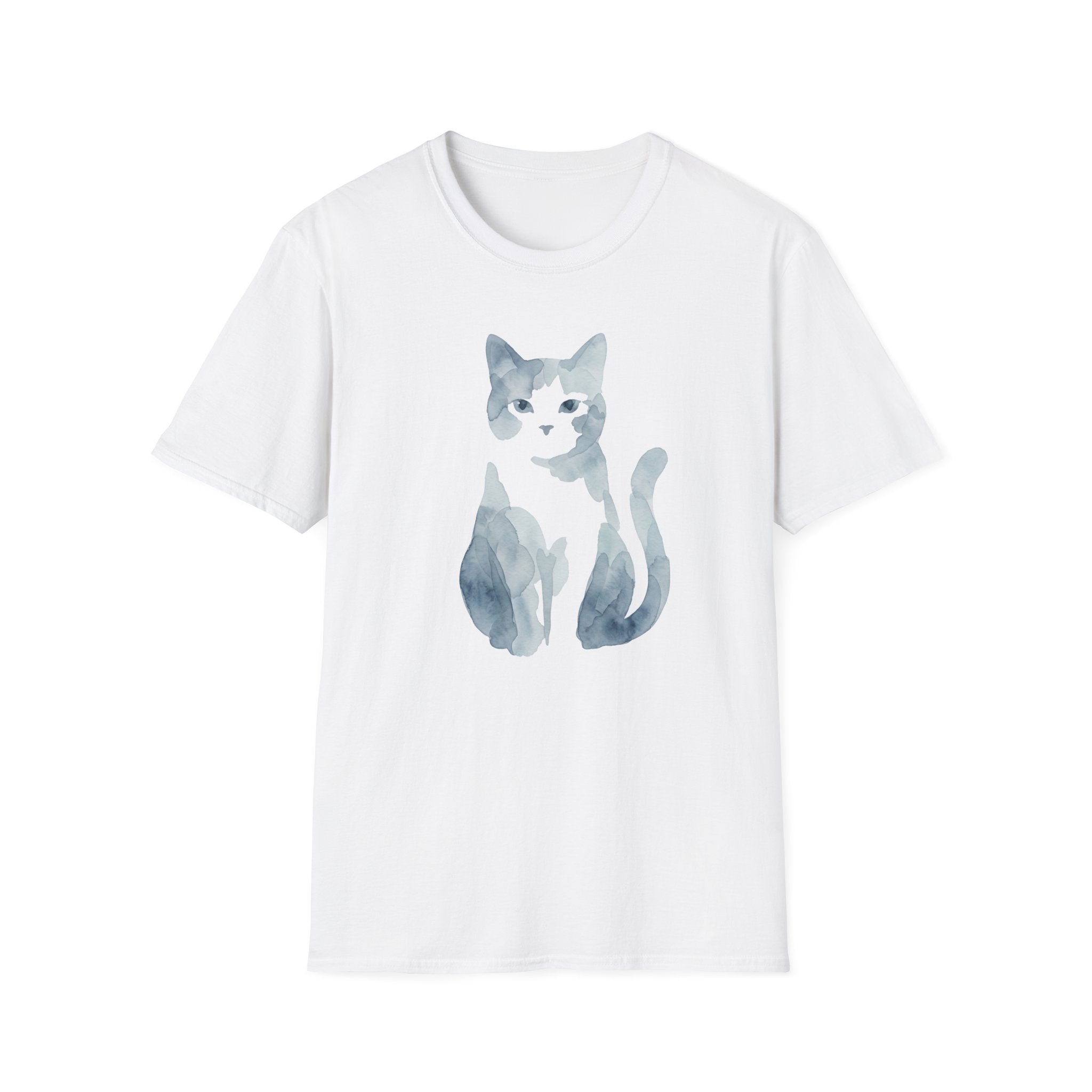 Watercolor Shadow Cat with Icy Eyes T-Shirt