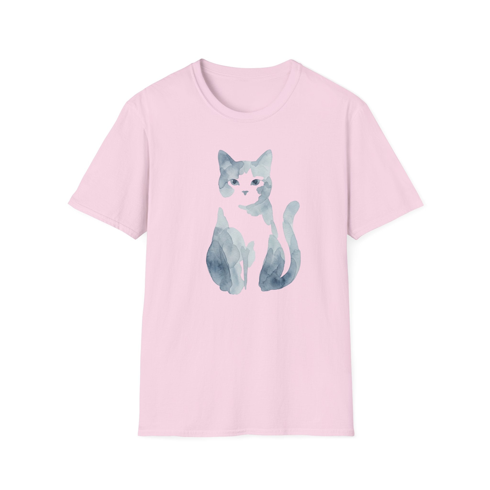 Watercolor Shadow Cat with Icy Eyes T-Shirt